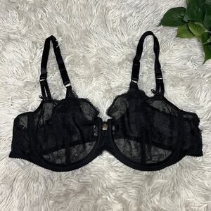 Chantelle| Vintage Women's black lace underwire bra